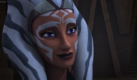 Ahsoka smiles as Ezra tries to describe Master Yoda.---I believe Ahsoka ...