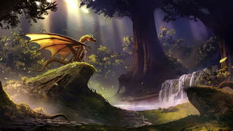 1600x900 Dragon In Magical Forest Wallpaper,1600x900 Resolution HD 4k ...