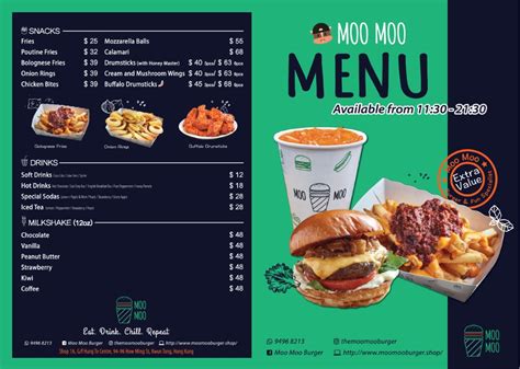 MENU | Best Burger Restaurant in Kwun Tong | MOO MOO Burger