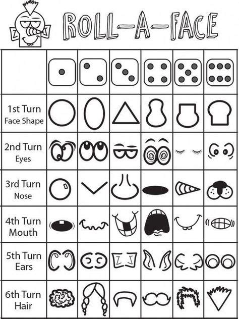 Roll the dice funny faces drawing game for kids #campingguidelines (With images) | Rzeczy do ...