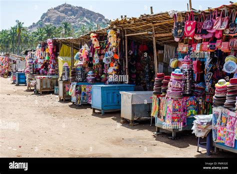 Hampi flea market lining the street in front of Virupaksha Temple in ...