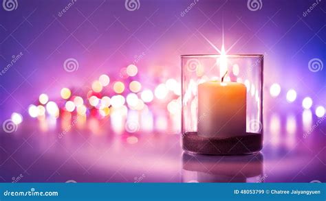 Romantic Night with Candlelight and Bokeh Background.New Year or Stock ...