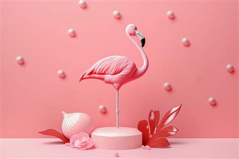 Premium AI Image | flamingo on a pink minimal background