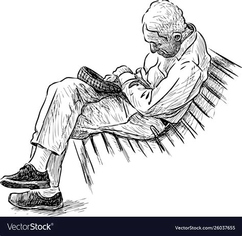 Old man sleeping on a park bench Royalty Free Vector Image