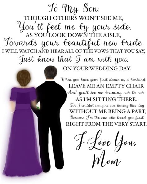 To My Son Wedding Day Poem From Mother Who Cannot Be There - Etsy