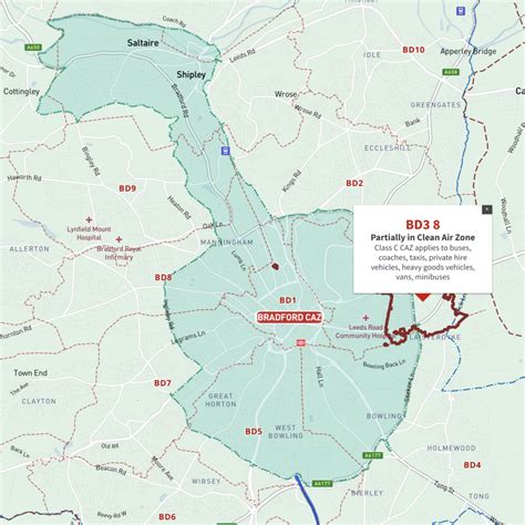 Interactive map of Bradford Clean Air Zone and all BD postcodes – Maproom