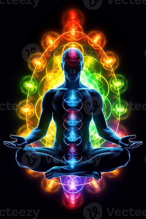 The seven chakras of yoga meditation. Kundalini Energy. 24033101 Stock Photo at Vecteezy