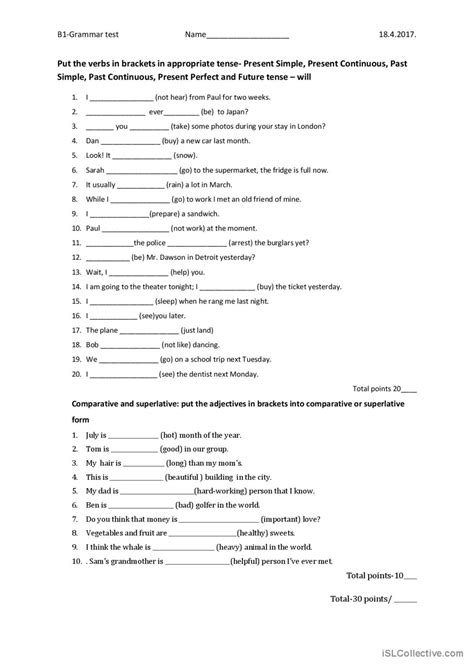 Grammar test B1 general gramma…: English ESL worksheets pdf & doc