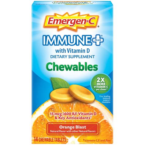 Emergen-C Immune+ Chewables 1000mg Vitamin C Tablet, with Vitamin D ...