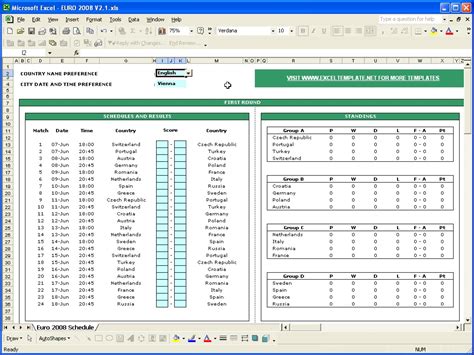 Sports Schedule Maker Excel Template | printable schedule template