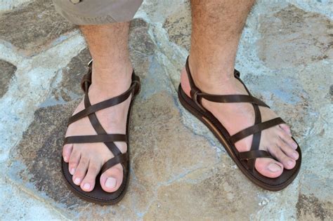 Brown leather sandals men sandals flat sandals strap | Etsy