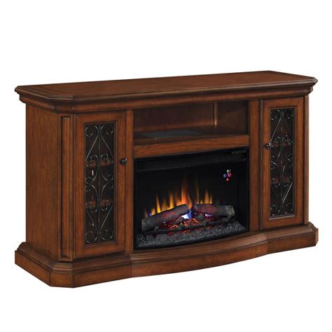 Electric fireplace | Wood media console, Rec room decor, Electric fireplace