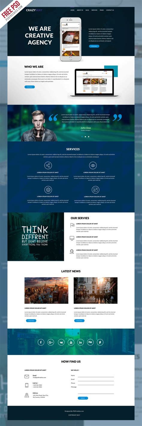 Creative Agency Website Template Free PSD | PSDFreebies.com