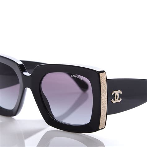 CHANEL Acetate Rectangle Sunglasses 5435 Black 728787 | FASHIONPHILE