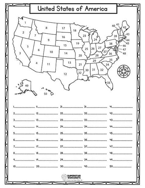 United States Map Worksheet