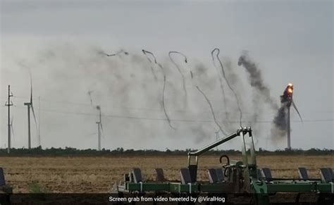 Watch: Wind Turbine In US Catches Fire After Lightning Strike, Creates Spiral-Shaped Smoke Pattern