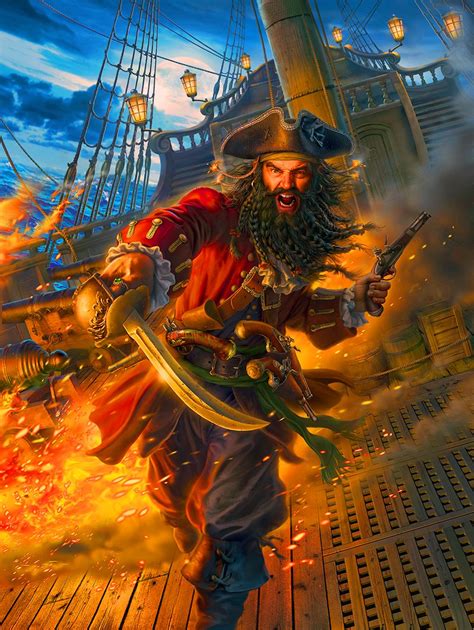 Blackbeard the Pirate | Pirate ship art, Pirates, Pirate art