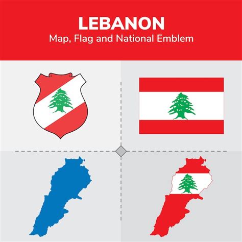 Premium Vector | Lebanon map, flag and national emblem