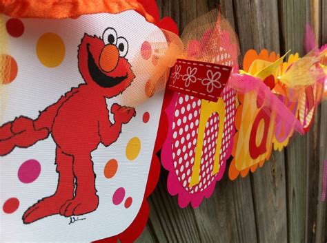 Happy Birthday Elmo Banner in Hot Pink, Yellow, Orange, & Red. $30.00, via Etsy. | Elmo party ...