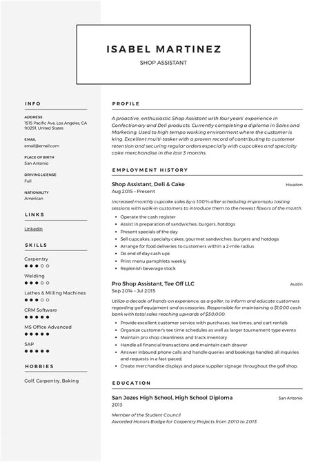 Shop Assistant Resume Example & Writing Guide | PDF Samples | 2019