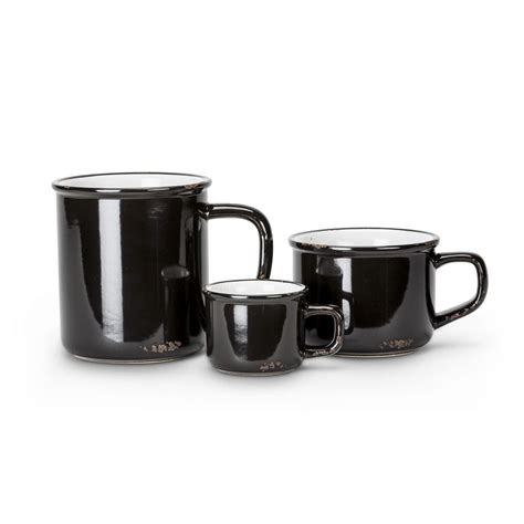 Black Stoneware Enamel | Mugs, Black coffee mug, Mugs set