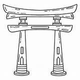 Shrine Coloring Shinto Torii Gate Designlooter Itsukushima Island  sketch template