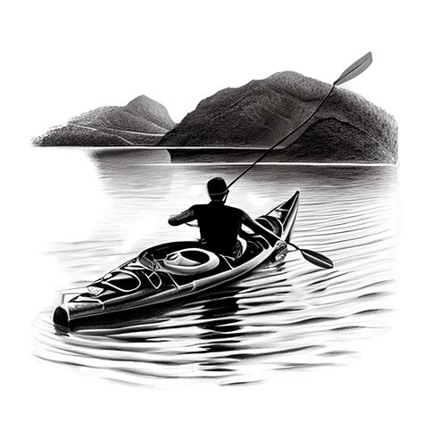 Man on Kayak Fishing Line Drawing Ink Marlin Jumping from · Creative Fabrica