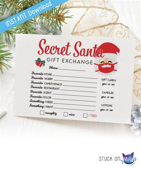 Printable Secret Santa Gift Exchange Christmas Secret Santa | ubicaciondepersonas.cdmx.gob.mx