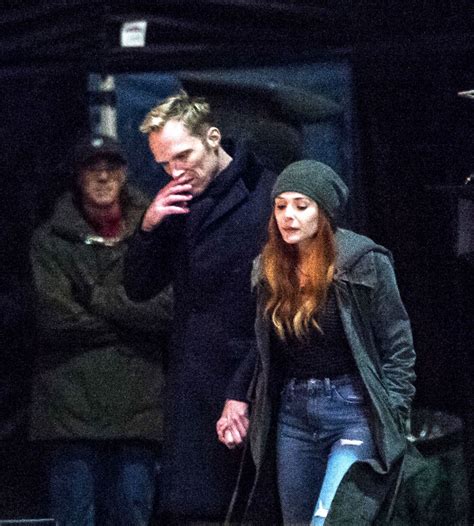 ELIZABETH OLSEN adn Paul Bettany on the Set of Avengers: Infinity War ...