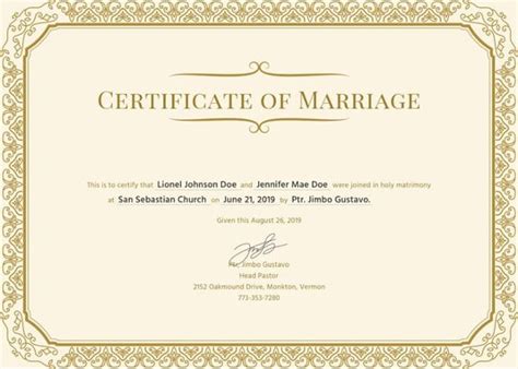 Marriage Certificate Template - 13+ Word, PDF, PSD Format Download