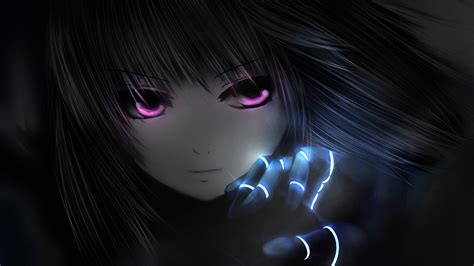 Wallpaper : anime girls, emotion, eye, darkness, screenshot, computer wallpaper, black and white ...