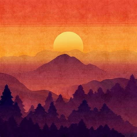 Sunset In The Misty Mountains Painting by Little Bunny Sunshine - Pixels