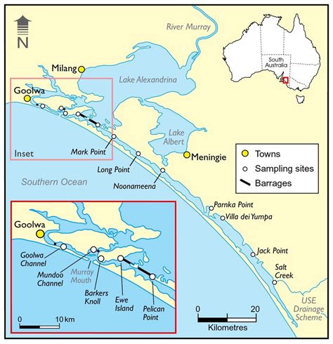 1. Map of the Coorong and surrounding region, showing the location of... | Download Scientific ...