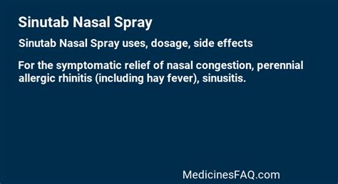 Sinutab Nasal Spray: Uses, Dosage, Side Effects, FAQ - MedicinesFAQ