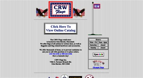 Access crwflags.com. CRW Flags Inc. Store in Glen Burnie, Maryland