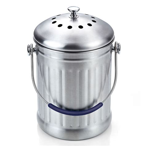 The Cook N Home Stainless Steel Kitchen Compost Bin offers a generous 1-gallon capacity. This ...