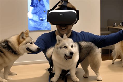 Wolf in VR Playing with Corgipoodles · Creative Fabrica