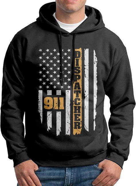 Amazon.com: 911 Dispatcher Flag Men'S Classic Graphic Pullover Hoodie Sweatshirt: Clothing