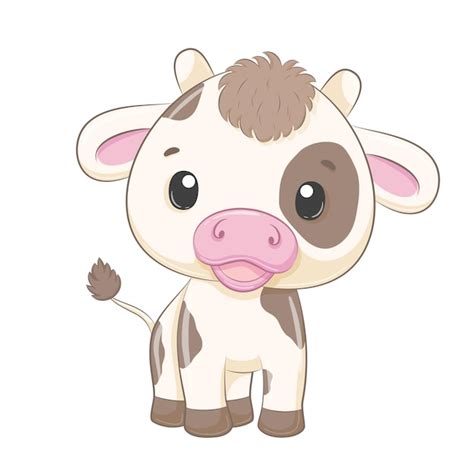 Premium Vector | Cute baby cow cartoon style illustration