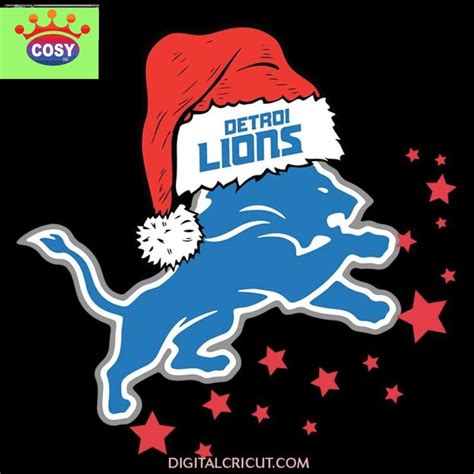 detroit lions christmas hat with stars on it