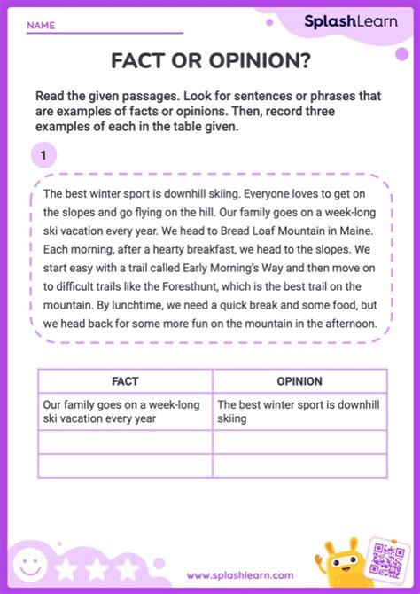 Sorting Facts and Opinions - ELA Worksheets - SplashLearn - Worksheets Library