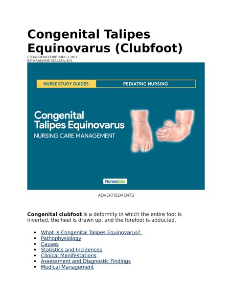 Congenital Talipes Equinovarus - Congenital Talipes Equinovarus (Clubfoot) UPDATED ON FEBRUARY ...