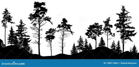 Oak Forest Silhouette Cliparts Set Vector Illustration | CartoonDealer ...