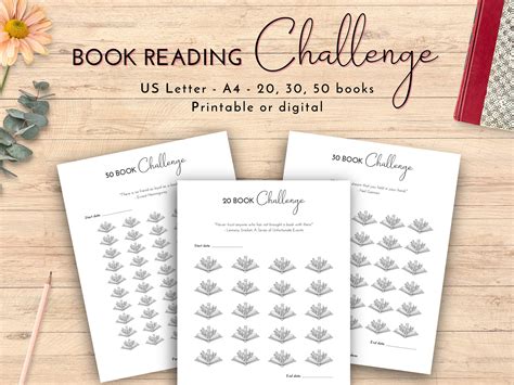 Book Reading Challenge, Printable Reading Challenge, Book Tracker, Book ...