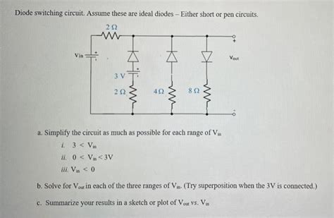 Solved Diode switching circuit. Assume these are ideal | Chegg.com