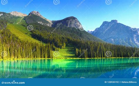 Canadian Rockies and Lake, Sunrise Scenery Stock Photo - Image of park, canada: 128930192