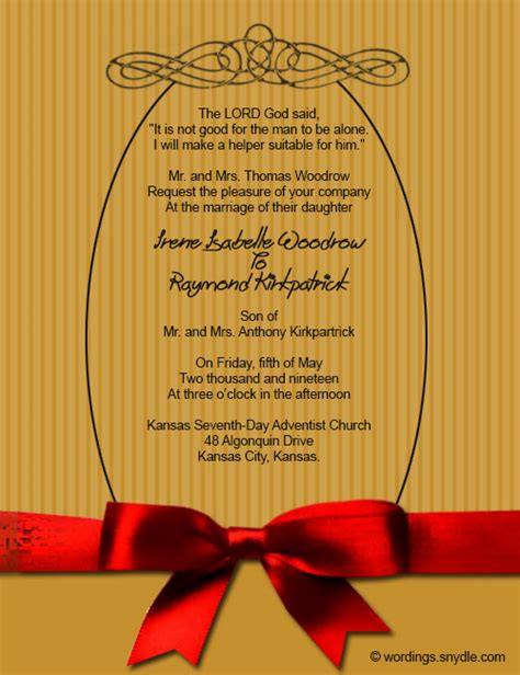 Christian Wedding Invitation Wording Samples – Wordings and Messages