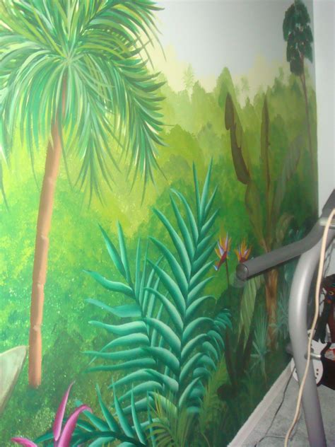 I think i'll paint something like this jungle mural for alex | Jungle mural, Nursery mural ...