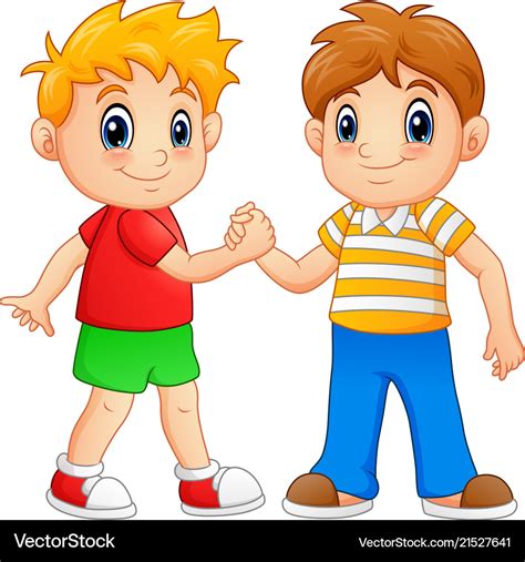 Cartoon Kids Shaking Hands