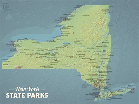 New York State Parks Map 18x24 Poster - Best Maps Ever